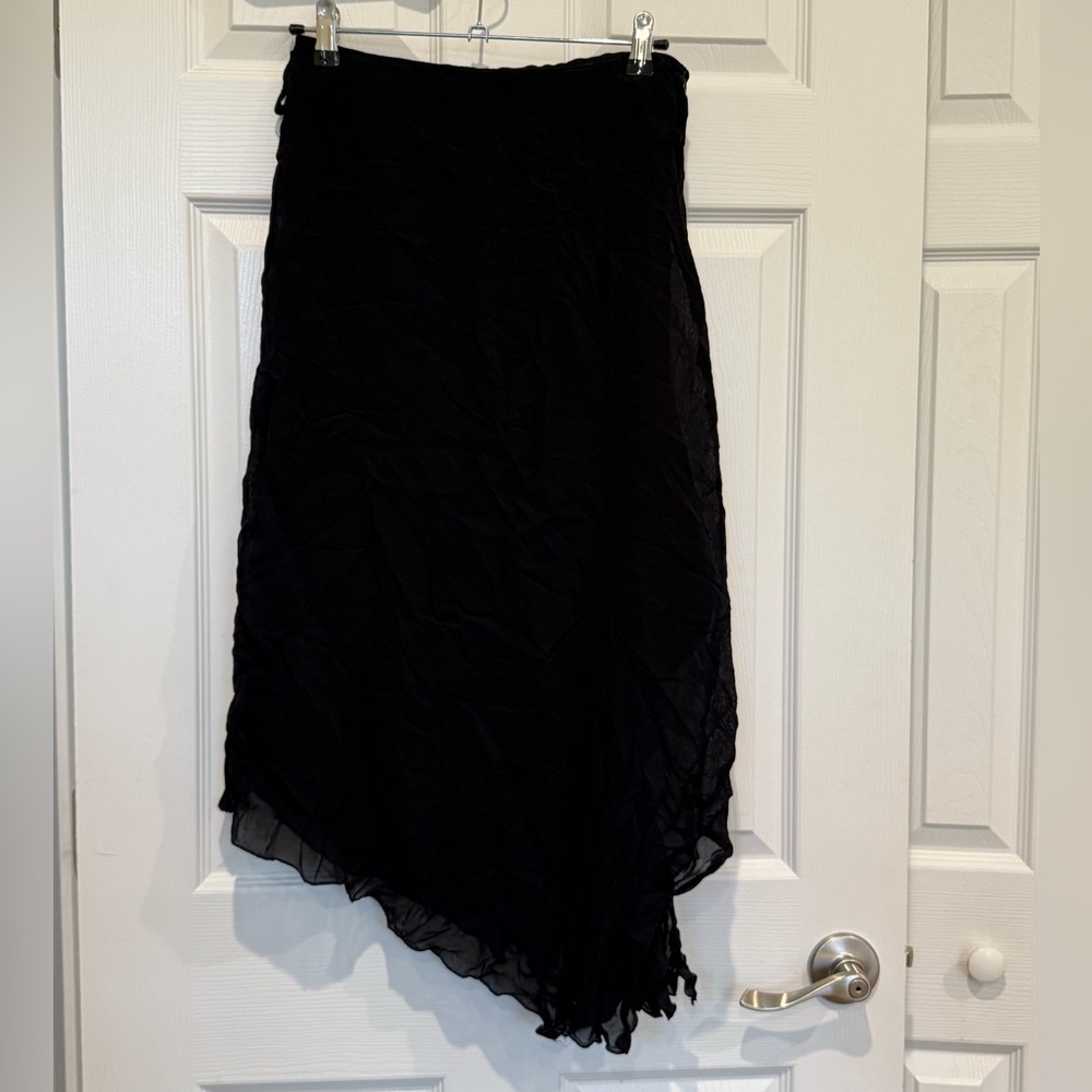 Vintage Black Asymmetrical Midi Skirt Small – Paris Find